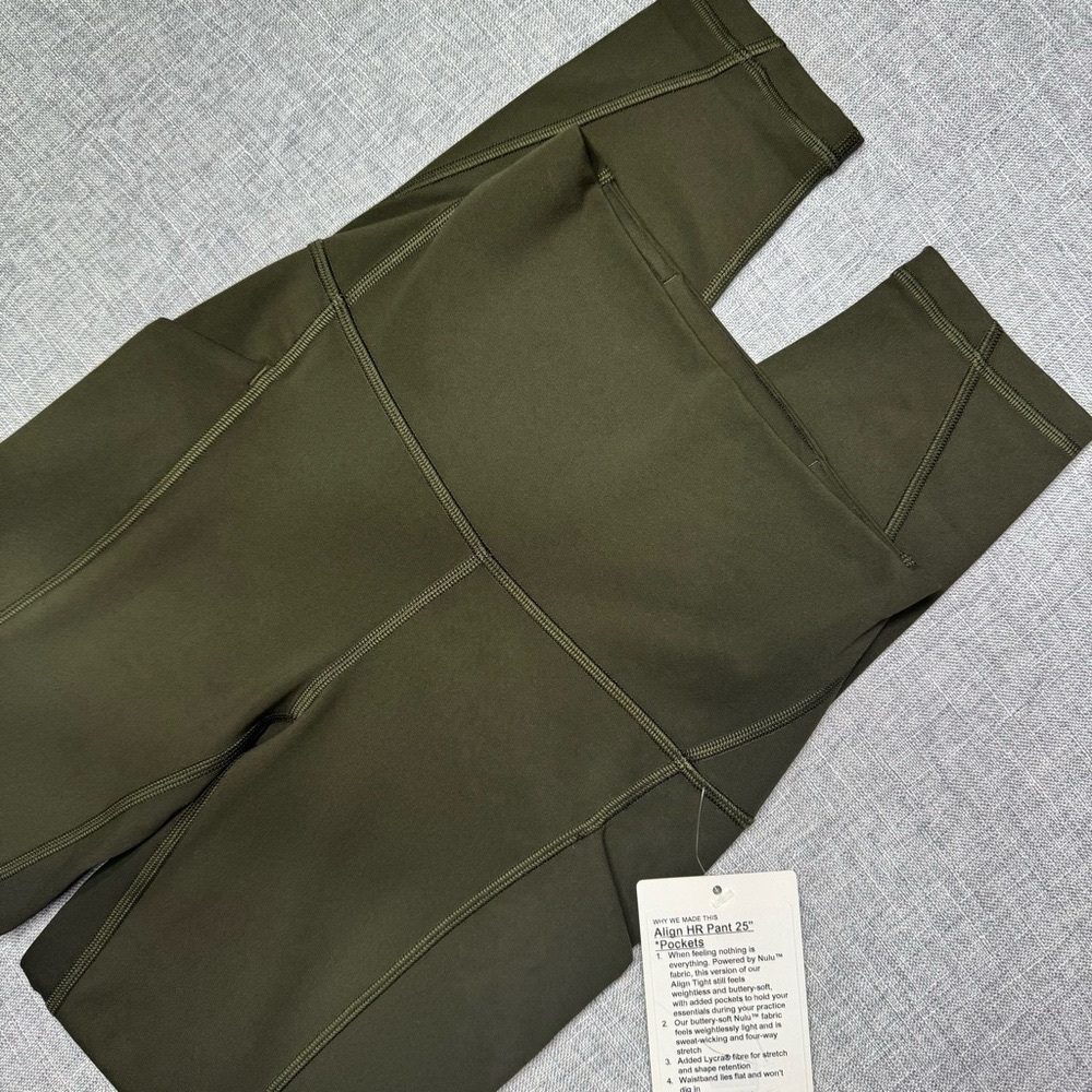 Lululemon Align High Rise Pant Leggings with Pockets Dark Olive Green Size 2 NWT - Picture 7 of 11